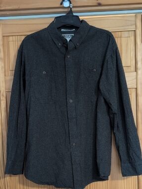 Duluth Trading Co. Men's Dark Charcoal Long-Sleeve Flannel Shirt